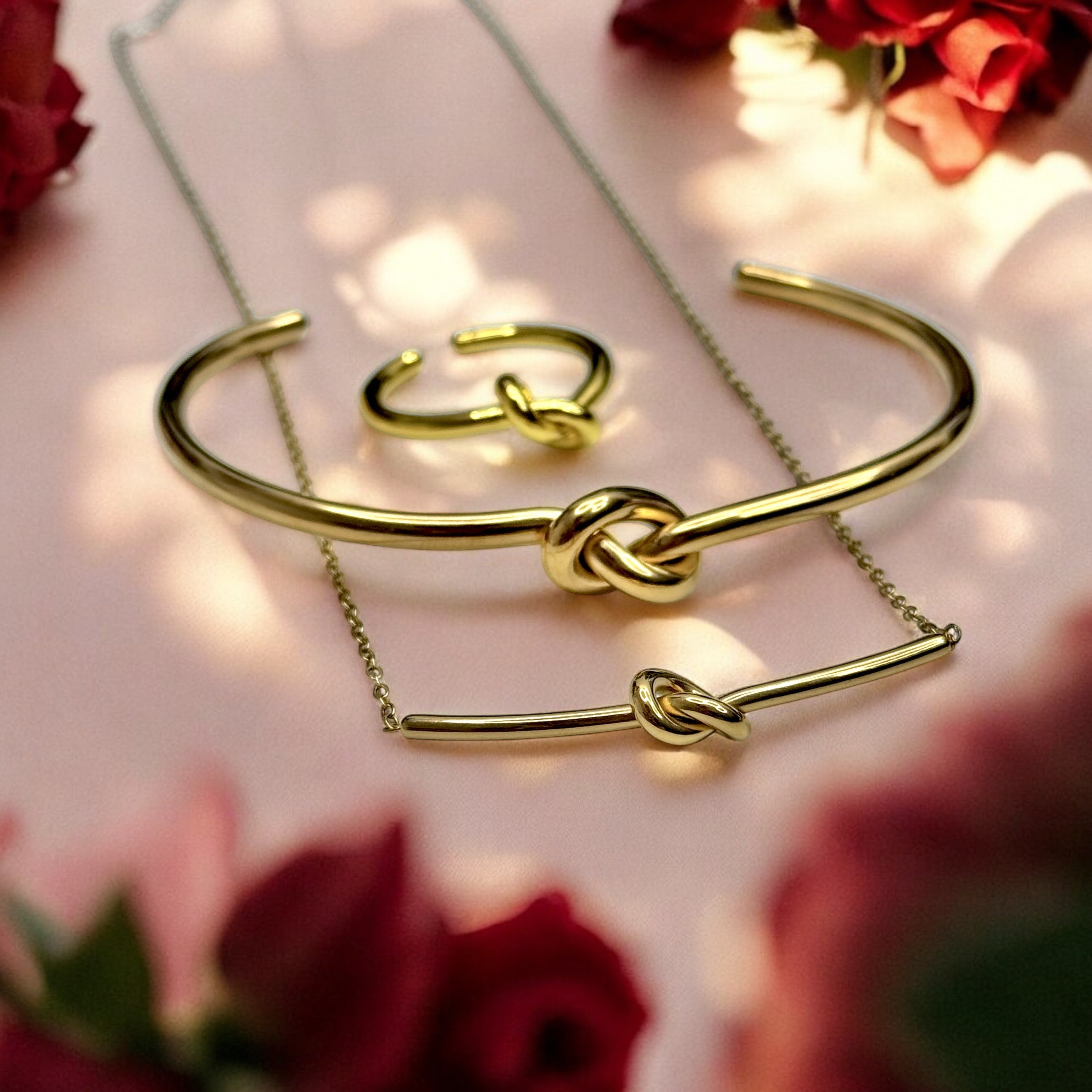 TRIS COLLANA, BRACCIALE E ANELLO "NODO"